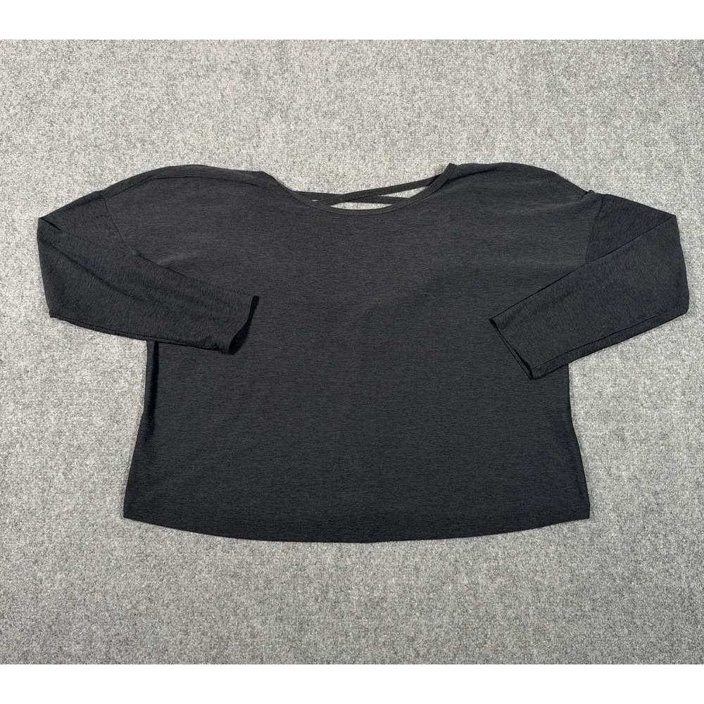 Beyond Yoga Top Womens Small Gray Long Sleeve Cropped Oversized Cross Back Shirt